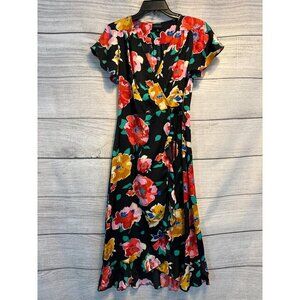 Who What Wear Floral Wrap Dress With Ruffle Hem Size XS